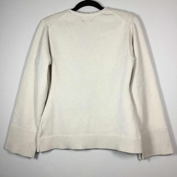 H&M Off White Minimalist Clean Girl Knit V Neck Oversized Sweater S Autumn Fall - Picture 6 of 8